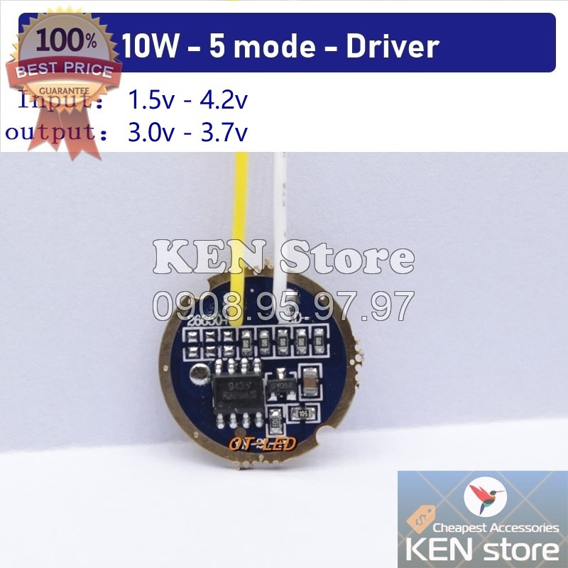 Led driver, nguồn led 5W 10W in 3V-4.2V (1 pin 18650), out 3.7V dành cho chip led XPE / Q5 / XML T6 / XML2 U2...