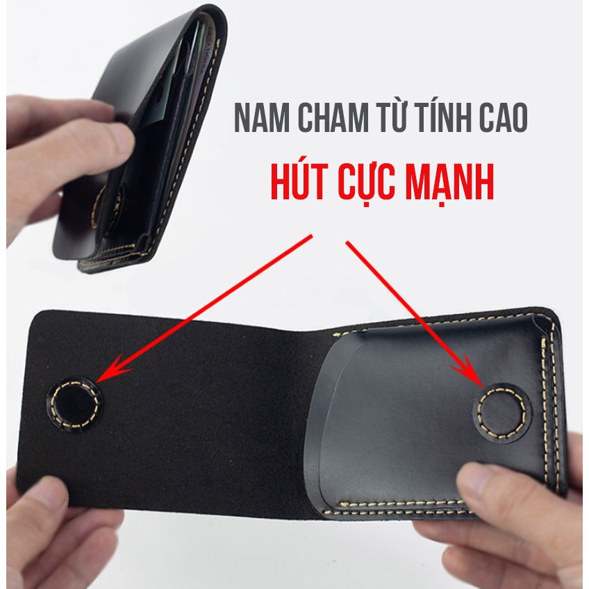 Ví mini da bò handmade nhỏ gọn thời trang nam nữ đựng tiền và thẻ Heki VS19 Sen