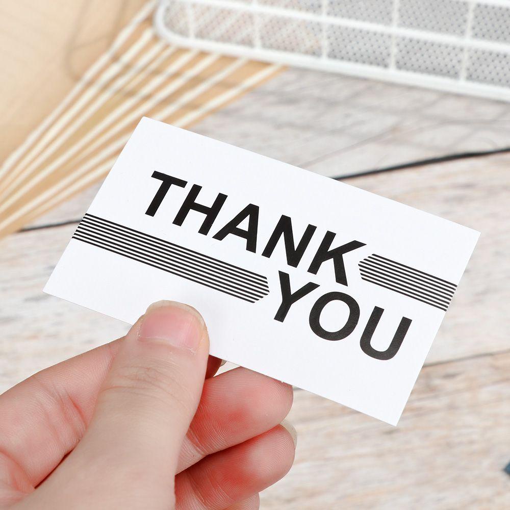 Set 50 Tấm Thiệp In Chữ Thank You Màu Trắng Đen DIY