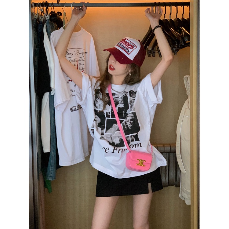 Áo Thun Nữ Ngắn Tay Cổ Tròn Thời Trang Hàn