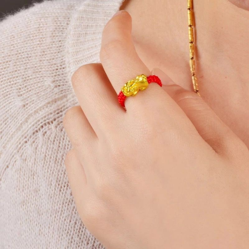 Ivy Pi Xiu Mantra Bead Legendary Auspicious Creature Rings Kabbalah Red String Braided Rings Band Unisex Fashion Jewelry
