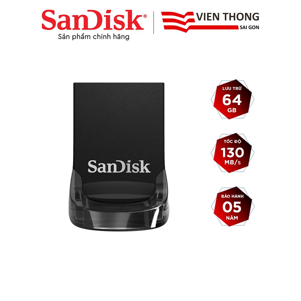 USB 3.1 SanDisk CZ430 64GB Ultra Fit Flash Drive upto 130MB/s