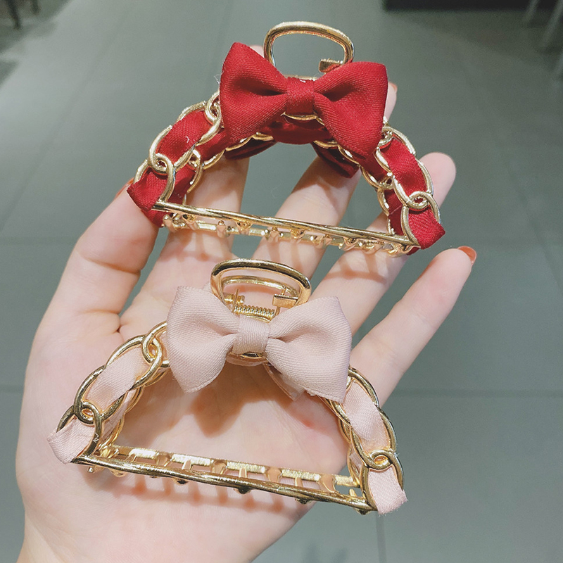 Bow-knot Metal Grabbing Clip Hairpin Back of Head Hairpin Hair Grab Bath Hair Clip Headdress