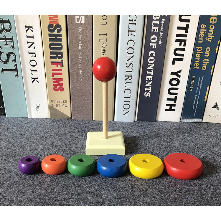 Tháp Cầu Vòng Bằng Gỗ Cho Bé Loại Nhỏ BeThongMinh - Đồ Chơi Gỗ Thông Minh Montessori