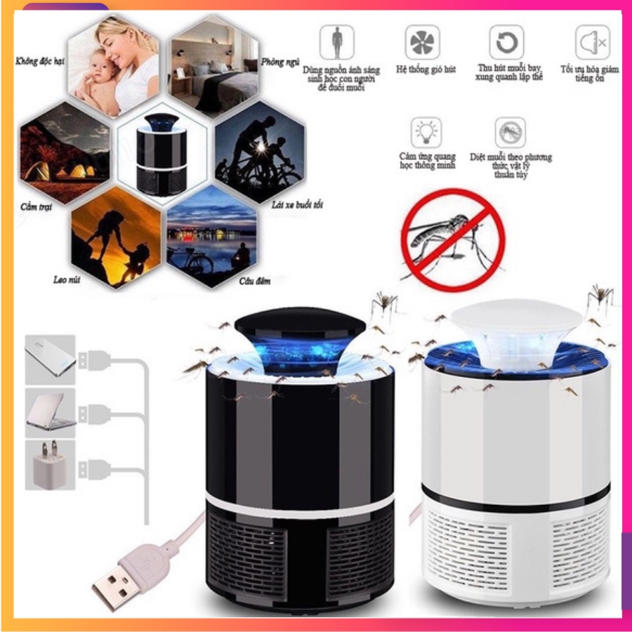 Máy Bắt Muỗi Thông Minh, Đèn Bắt Muỗi Thu Hút Công Trùng Hiệu Quả Bằng Đèn Led Kèm Dây Cắm USB ( bảo hành 12 tháng)
