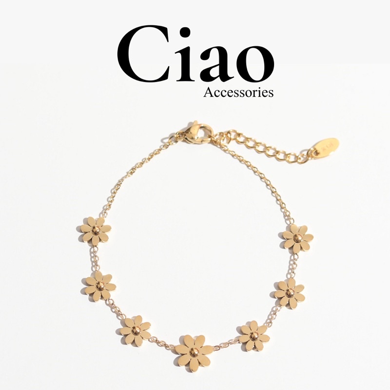 [HOẢ TỐC 1H] Vòng chân/ Lắc chân titan không gỉ thiết kế chuỗi hoa cúc hoạ mi tinh tế Marguerite Ciao