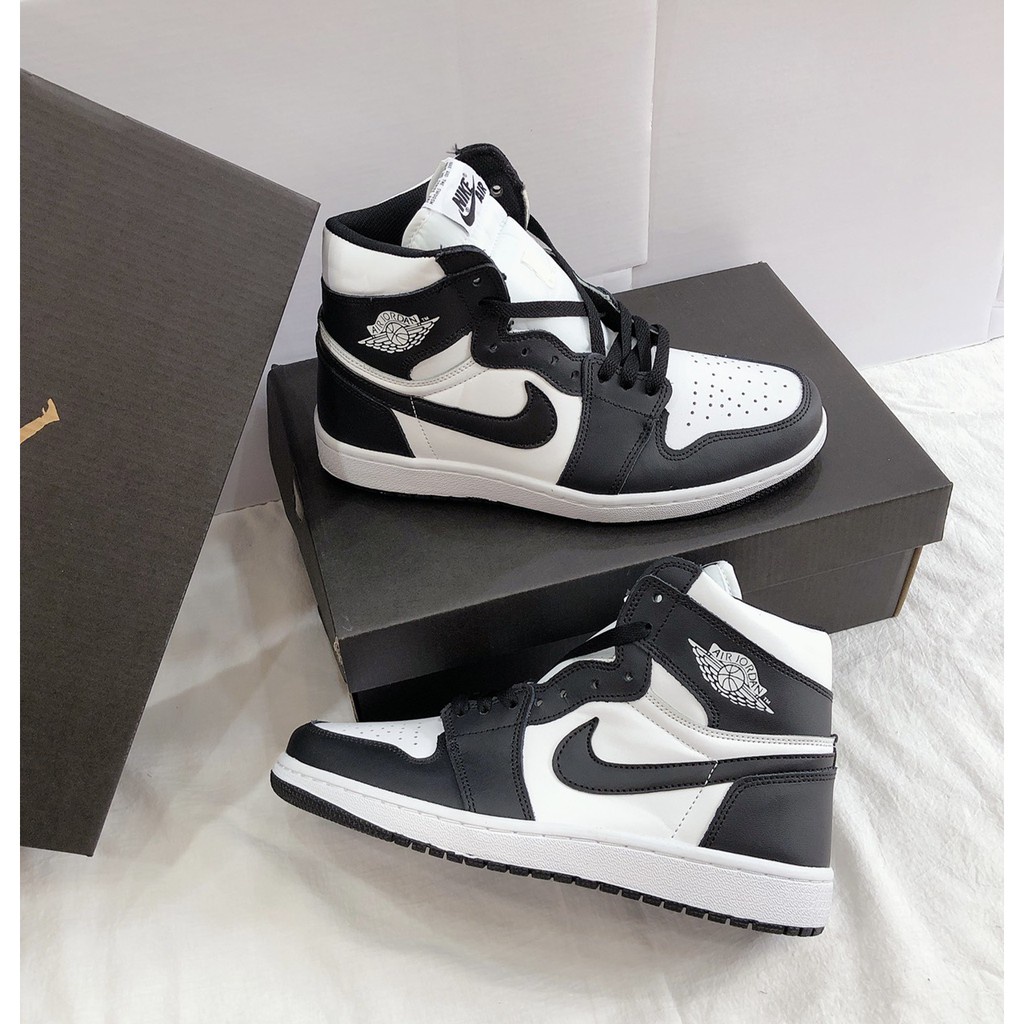 Giày Sneaker Nam Nữ Đen Trắng, Giày Nike Air Jordan 1 JD1 Panda High Cổ Cao Bản Da Xịn H9