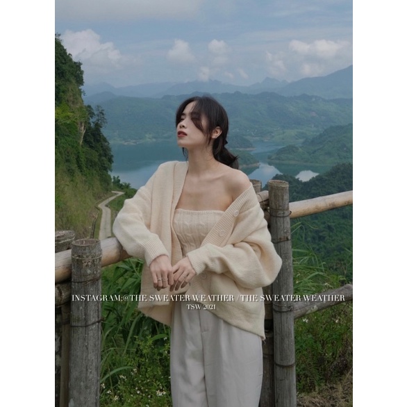(Ảnh thật) Set áo khoác cardigan kèm áo quây len thừng the.sweaterweather TSW | BigBuy360 - bigbuy360.vn