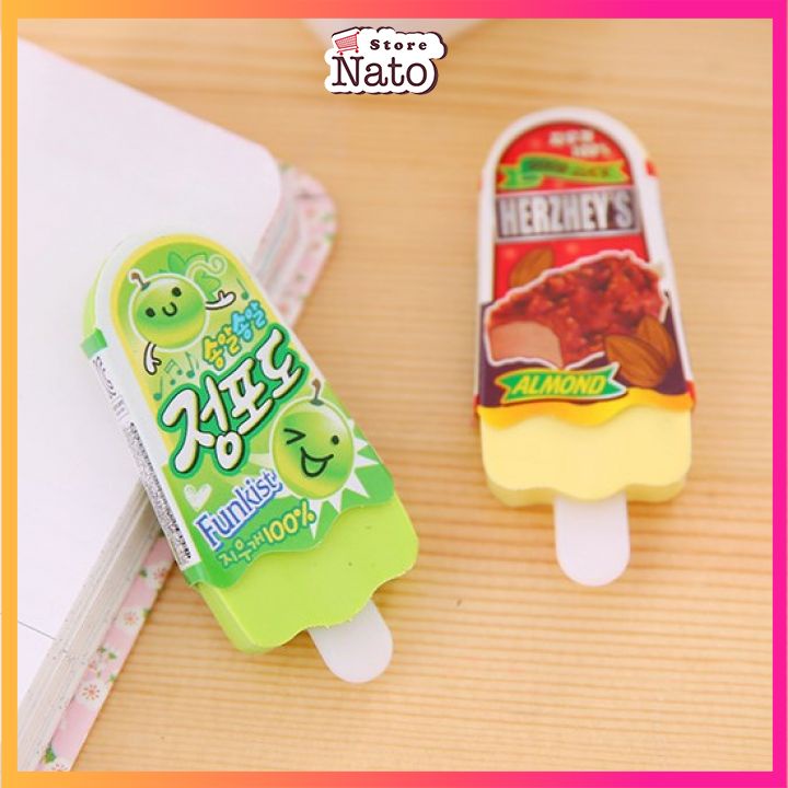 Tẩy bút chì que kem dài hình đồ ăn cute dễ thương siêu sạch giá rẻ học sinh cho bé NATO GT09