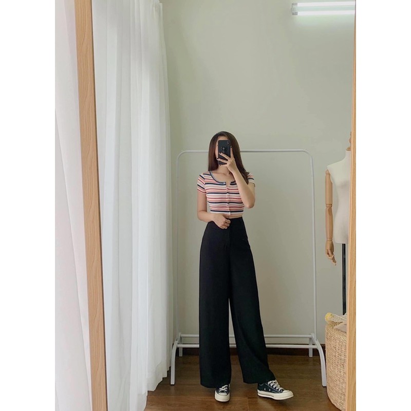 Quần tây ống suông lưng cao