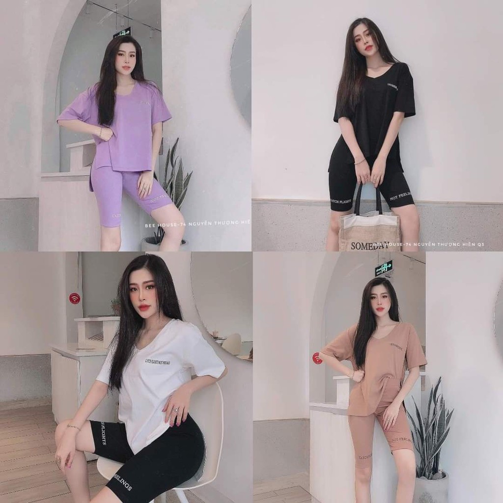 Đồ bộ cổ tim,  chất liệu vải thun Cotton 100%, 3 size, 45-80kg vừa, 675 | BigBuy360 - bigbuy360.vn