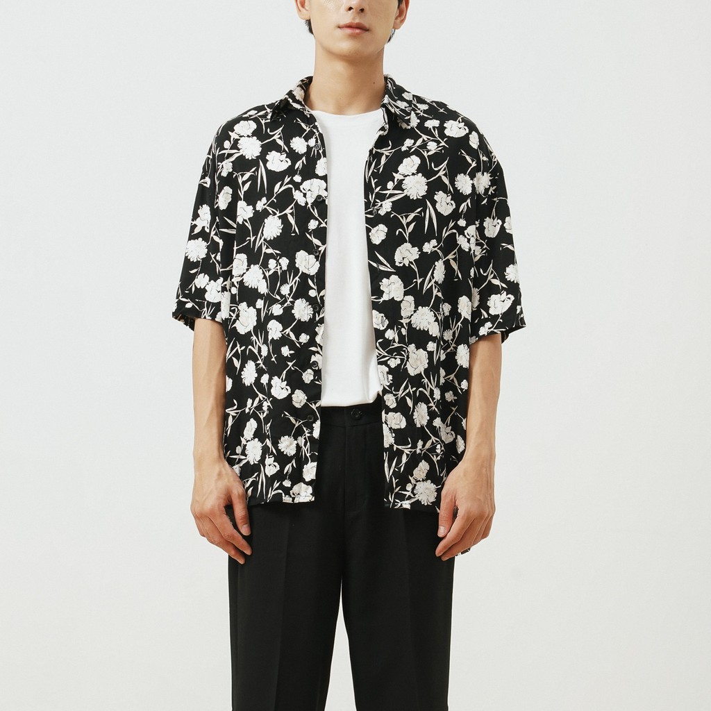 Áo Sơ Mi Cộc Tay Cổ Đức Nam Hoạ Tiết Hoa Lá UNICUS Daliah Shirt | BigBuy360 - bigbuy360.vn