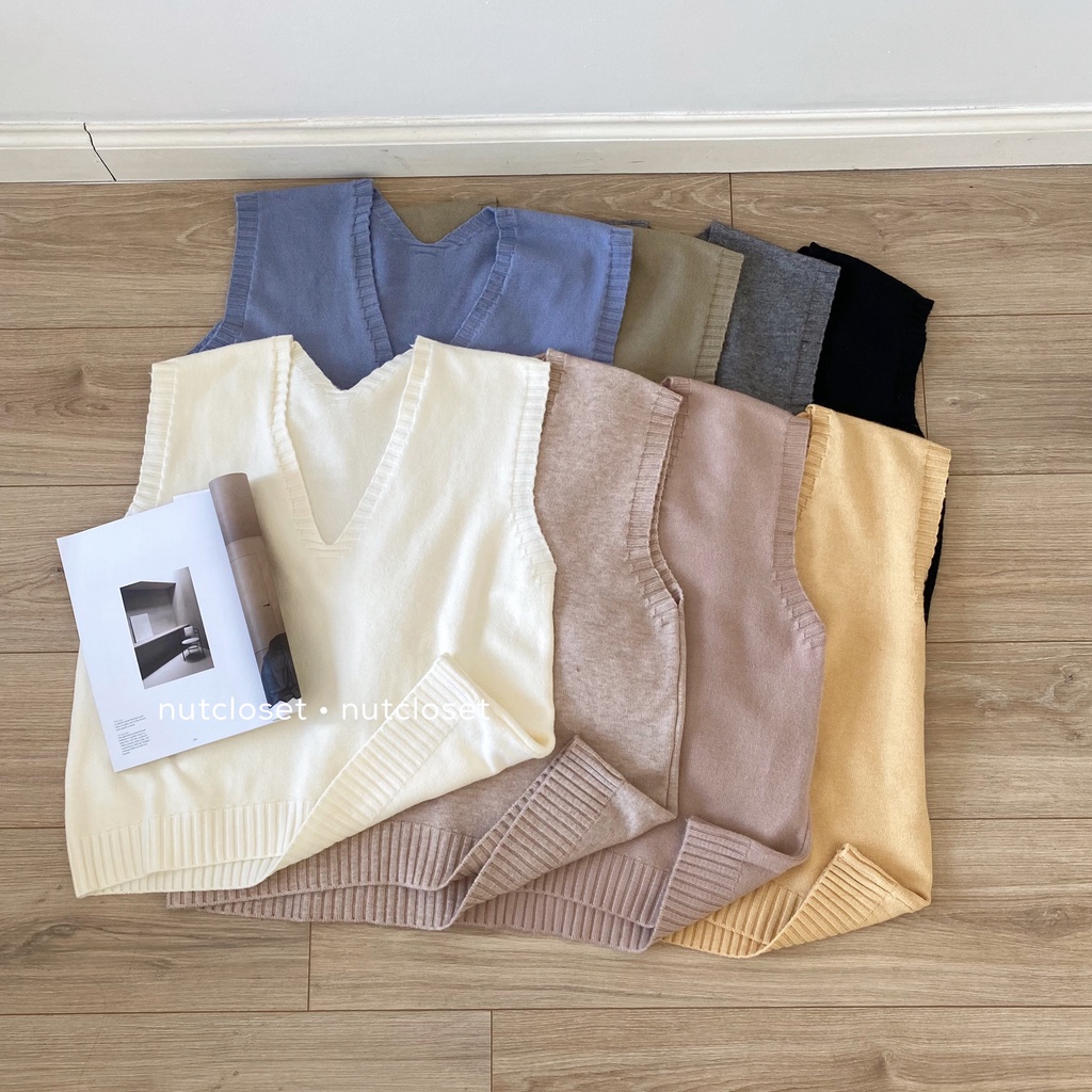 Áo gile len cổ V viền cổ _ A0275 | BigBuy360 - bigbuy360.vn