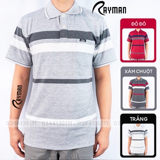 Áo thun có cổ trung niên có túi sọc ngang rayman áo phông cotton vnxk