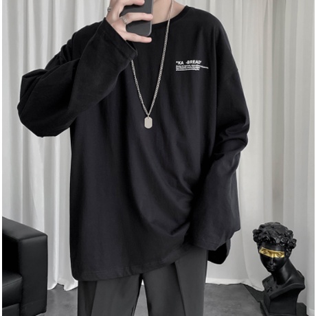 Áo thun dài tay - Áo longsleeve chất cotton in chữ bức thư mặc thoáng, thấm hút mồ hôi dễ phối đồ  Màu đen và trắng phong cách ngoài trời nam và nữ