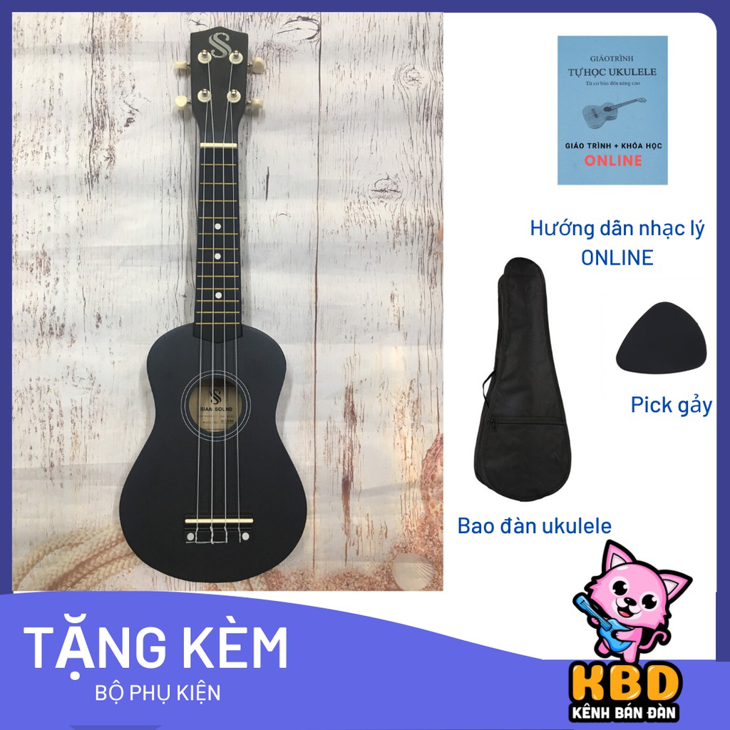 Đàn Ukulele Soprano 21 màu trơn Siam Sound Màu đen  - Made in ThaiLand