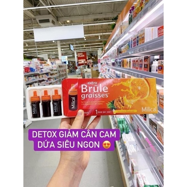 . Detox Milical Extra Brule Graisses 7 ống (đốt mỡ, giảm cân) vị cam dứa