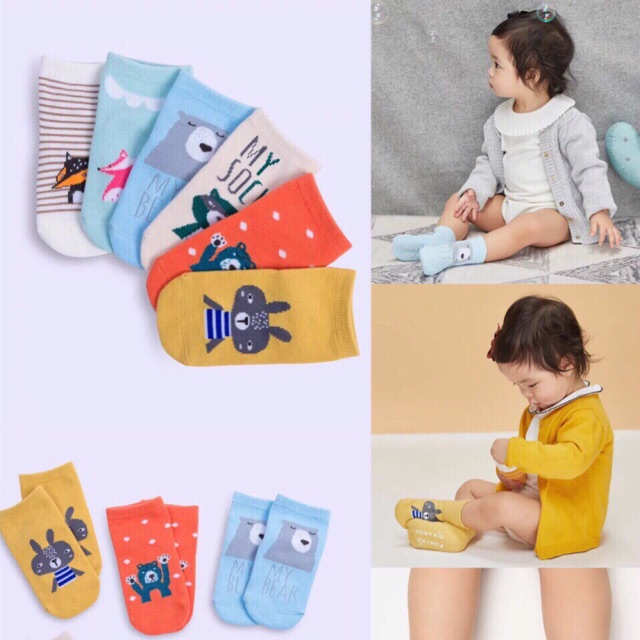 Sét 10 Đôi Tất Pony Kid Đủ Màu Loại 1 Chống Trơn Đóng Túi Zip