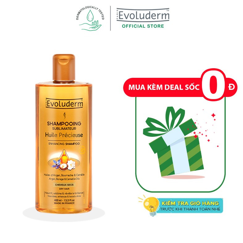 Dầu gội dành cho tóc khô Evoluderm Shampoing Sublimateur Huile Précieuse 400ml-17305
