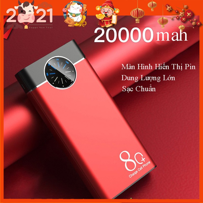 SẠC DỰ PHÒNG 20000mah Power Bank ,3 INPUT &amp; 2 OUTPUT màn hình hiển thị pin cao cấp