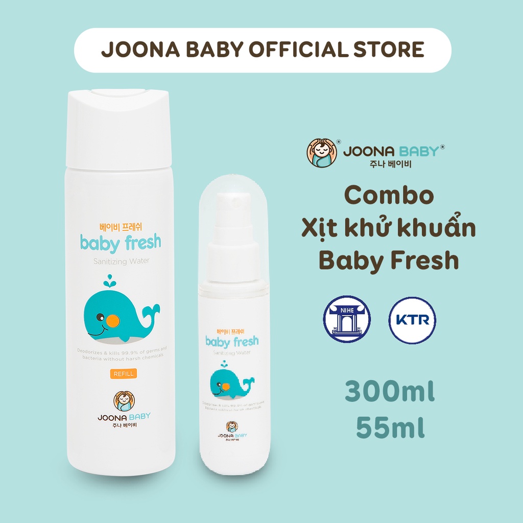 Combo xịt diệt khuẩn, khử mùi chai nhỏ và lõi thay thế Baby Fresh an toàn cho con 55ml - JOONA BABY Việt Nam