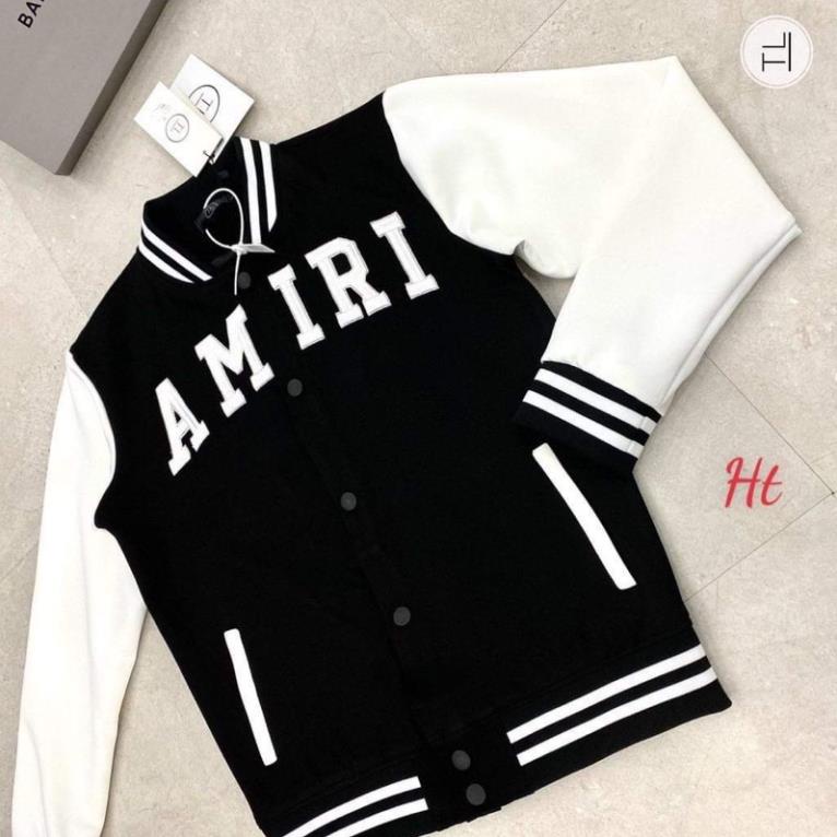 [Mã FAMARAL1 giảm 10K đơn 50K] Áo nỉ bomber phối tay trắng AMIRI Ht