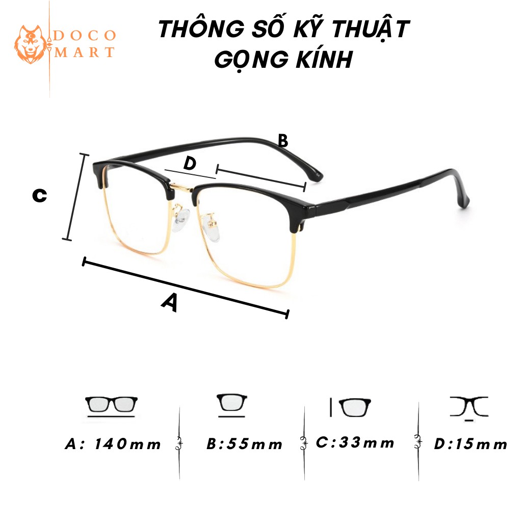 Gọng kính cận nam nữ DOCO MART 6205 mắt vuông viền kim loại cao cấp không gỉ | BigBuy360 - bigbuy360.vn