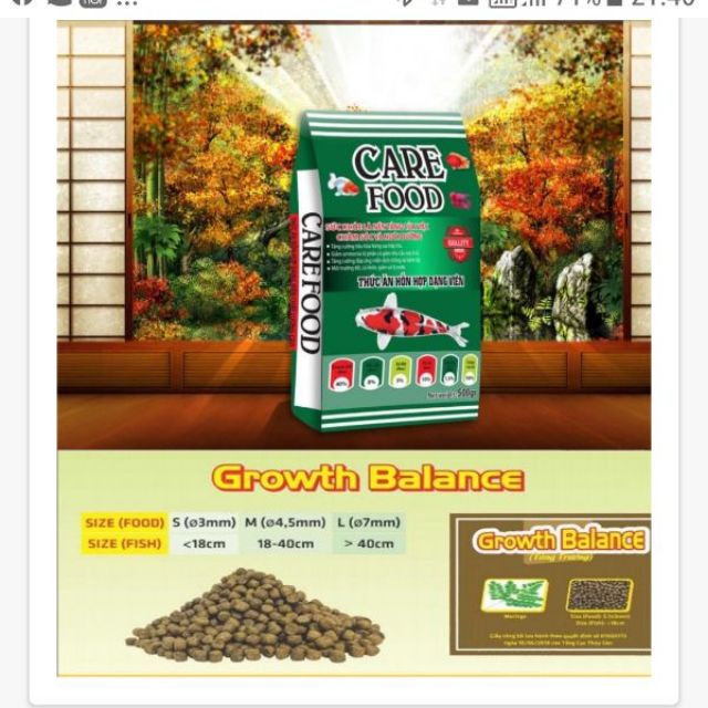 thức ăn cá Cám CARE FOOD Tăng Trưởng bao 500g
