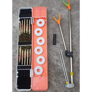 Bộ hộp phao câu cá 3 ngăn sẵn 10 phao kèm 1 chống cần câu tay câu đơn câu đài