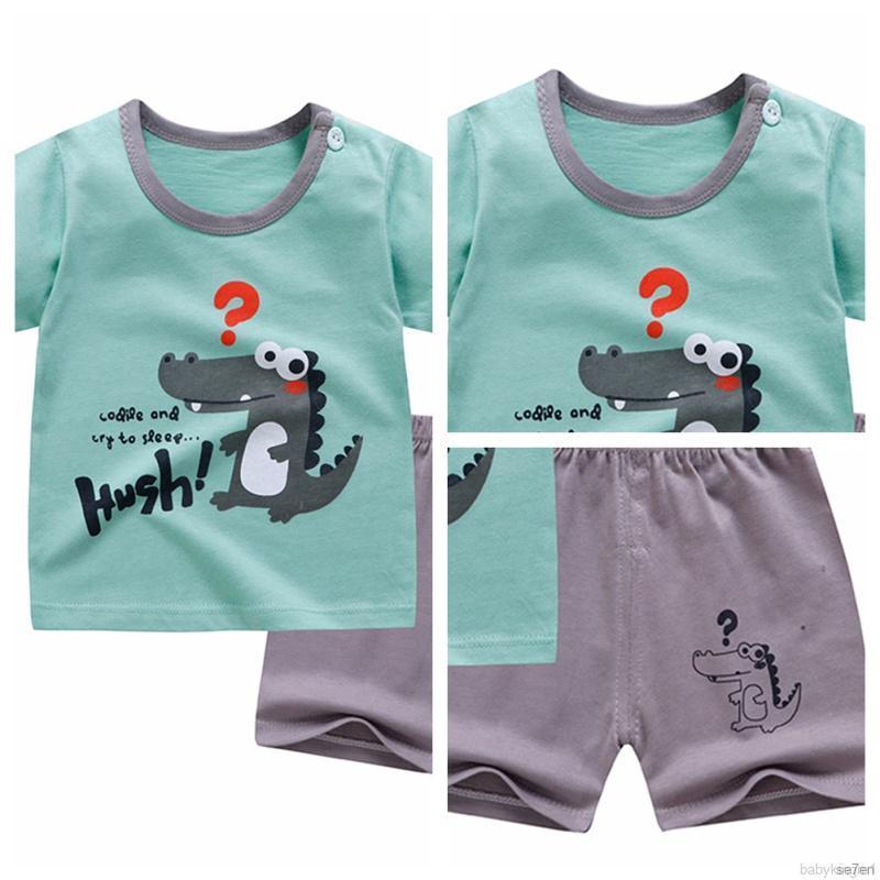 Set áo thun tay ngắn kèm quần short in họa tiết hoạt hình thời trang cho bé