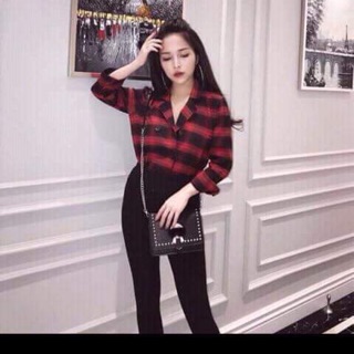Áo kẻ cổ vest