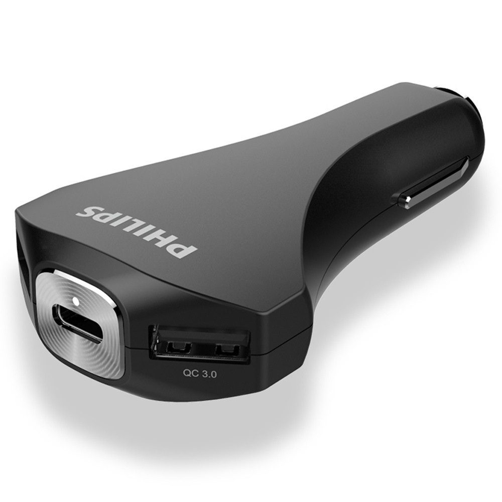 Bộ sạc xe hơi Philips DLP2012 Quick charge 3.0 kèm cổng USB-C + phá kính xe