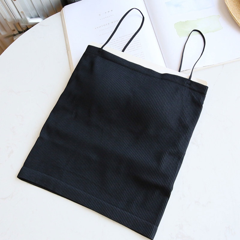 Brroa Áo Hai Dây Dệt Kim Màu Trơn Có Gân Và Kệ Áo Ngực Dành Cho Nữ