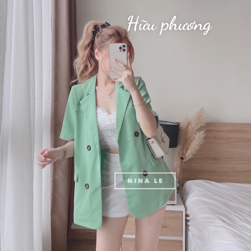 Áo vest blazer cúc loang