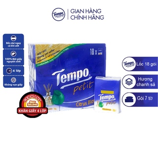 Lốc 18 gói khăn giấy bỏ túi tempo hương chanh sả - 7tờ/gói