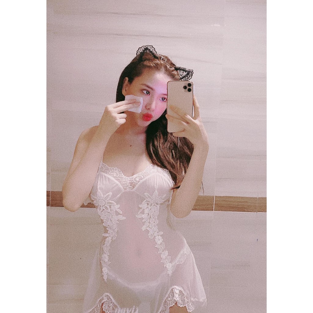 Đồ Ngủ Sexy Nữ|Váy ngủ cao cấpFreeShip - Có Ảnh Thât❣️ Ren Xuyên Thấu Gợi Cảm Đẹp Xuất Sắc(M56))