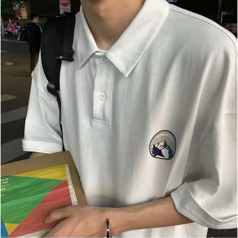 Áo Thun Polo Tay Ngắn Dáng Rộng Phong Cách Hong Kong Đơn Giản Thời Trang Cho Nam