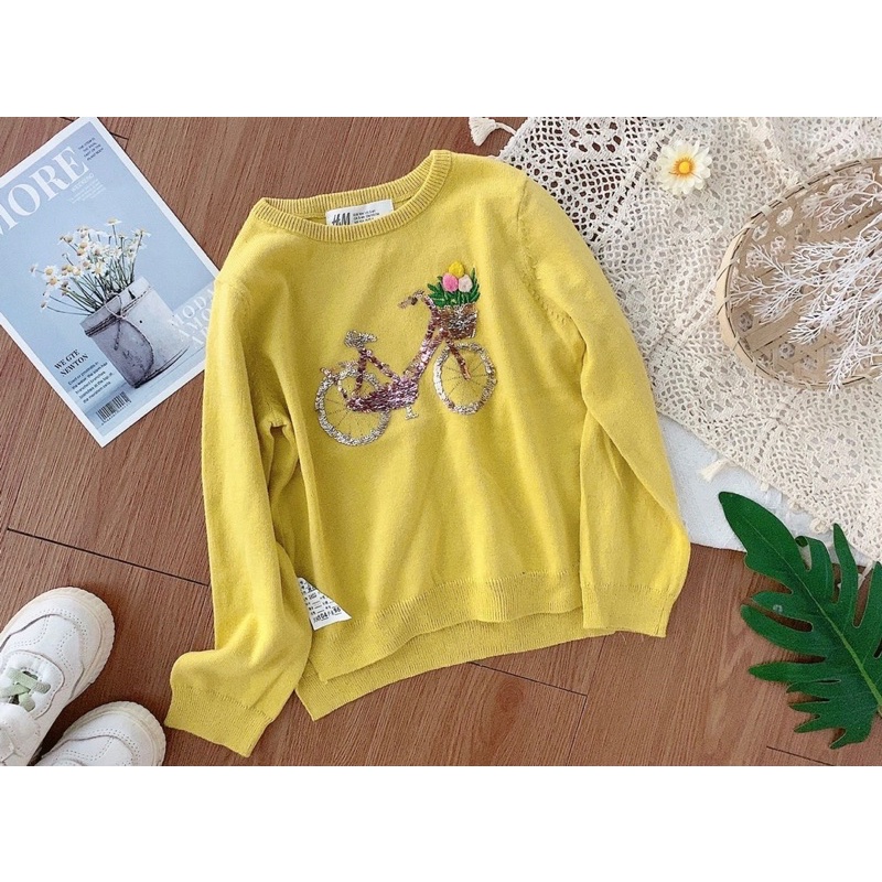 Áo len H.m dư xịn đính cườm bé gái 1-10y