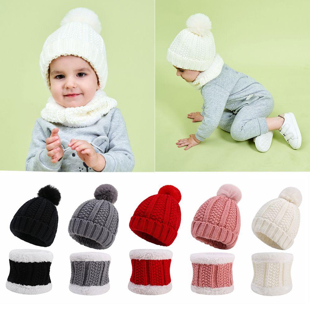 MIH Set Mũ Len Kèm Khăn Choàng Dày Dặn Giữ Ấm Cho Bé