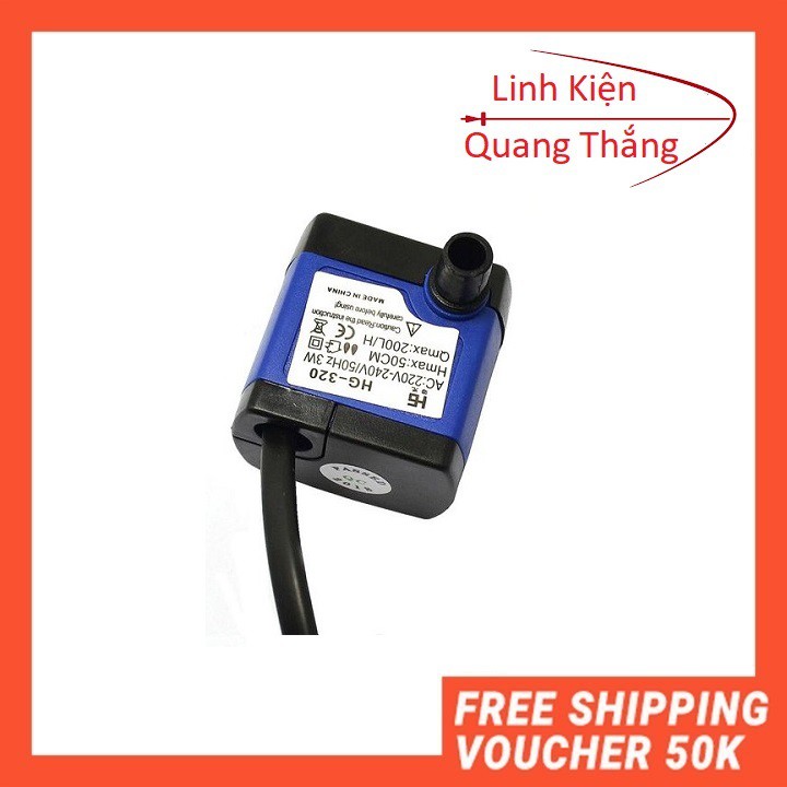 Bơm bể cá hg-345 220V 7W bơm tiểu cảnh, bể cá, điều hòa nước bơm mini - Linhkienqt