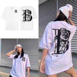 áo thun cotton tay lỡ Angel Thiên thần chữ B , from rộng phông nam nữ unisex hottrend
