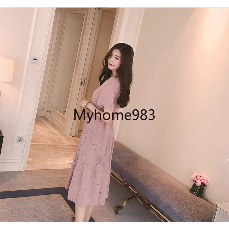 Đầm Chiffon Thời Trang Mùa Hè Hàn Quốc 2018 Cho Mẹ Bầu