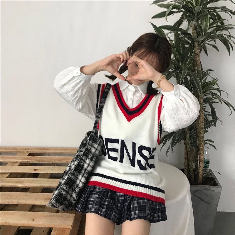 Gile Len Nữ Ulzzang Thời Trang, Áo Gile Len Chữ Sense Kiểu Hàn Dáng Vừa Khoác Len Dày Tabao | BigBuy360 - bigbuy360.vn