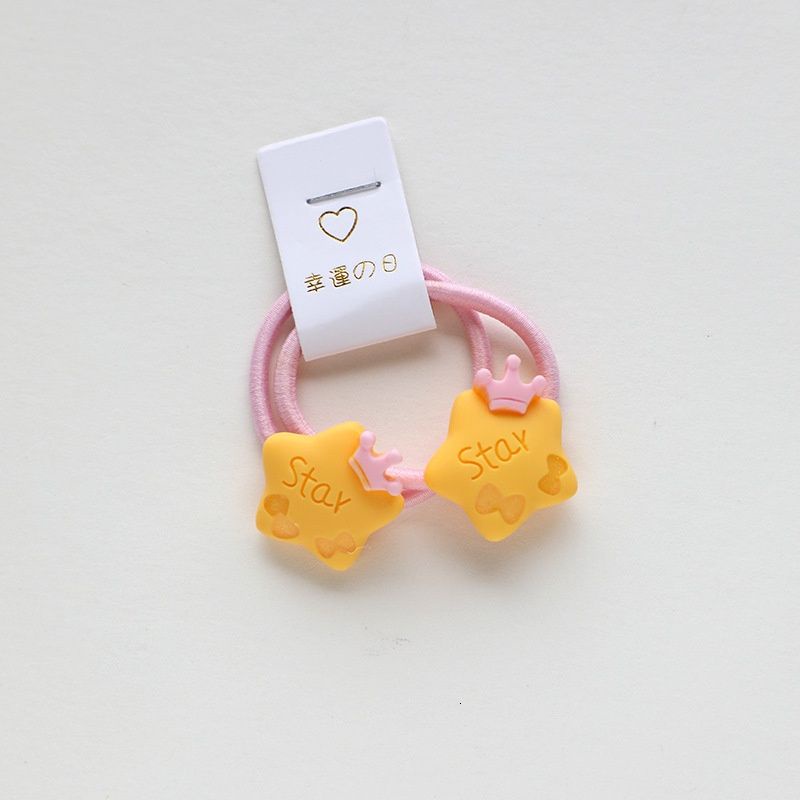 Set 2 Dây Cột Tóc Co Giãn Hình Hoa / Gấu Dễ Thương Cho Bé Gái