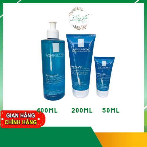 Sữa Rửa Mặt La Roche Posay cho da dầu mụn, nhảy cảm Effaclar Gel 50ml, 200ml, 400ml