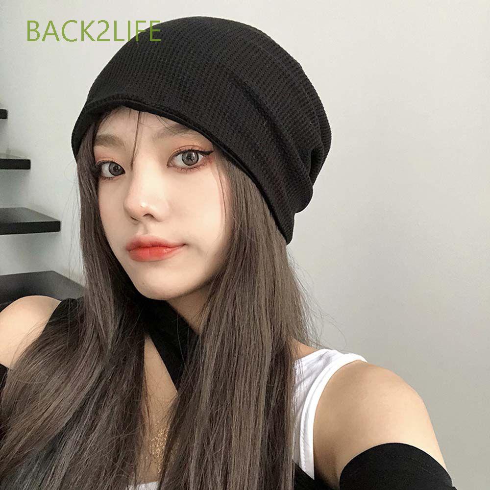 Mũ beanie kẻ sọc màu trơn thoáng khí thời trang cho nam và nữ BACK2LIFE