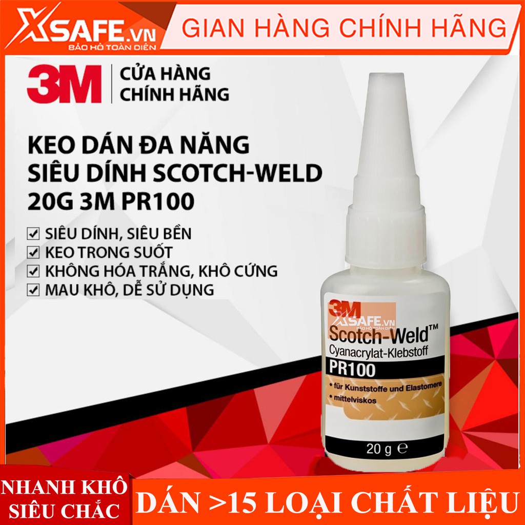 Keo dán đa năng 20g 3M Scotch-Weld PR100 Keo siêu dính dùng dán gỗ, nhựa, sắt, thép - Chính hãng