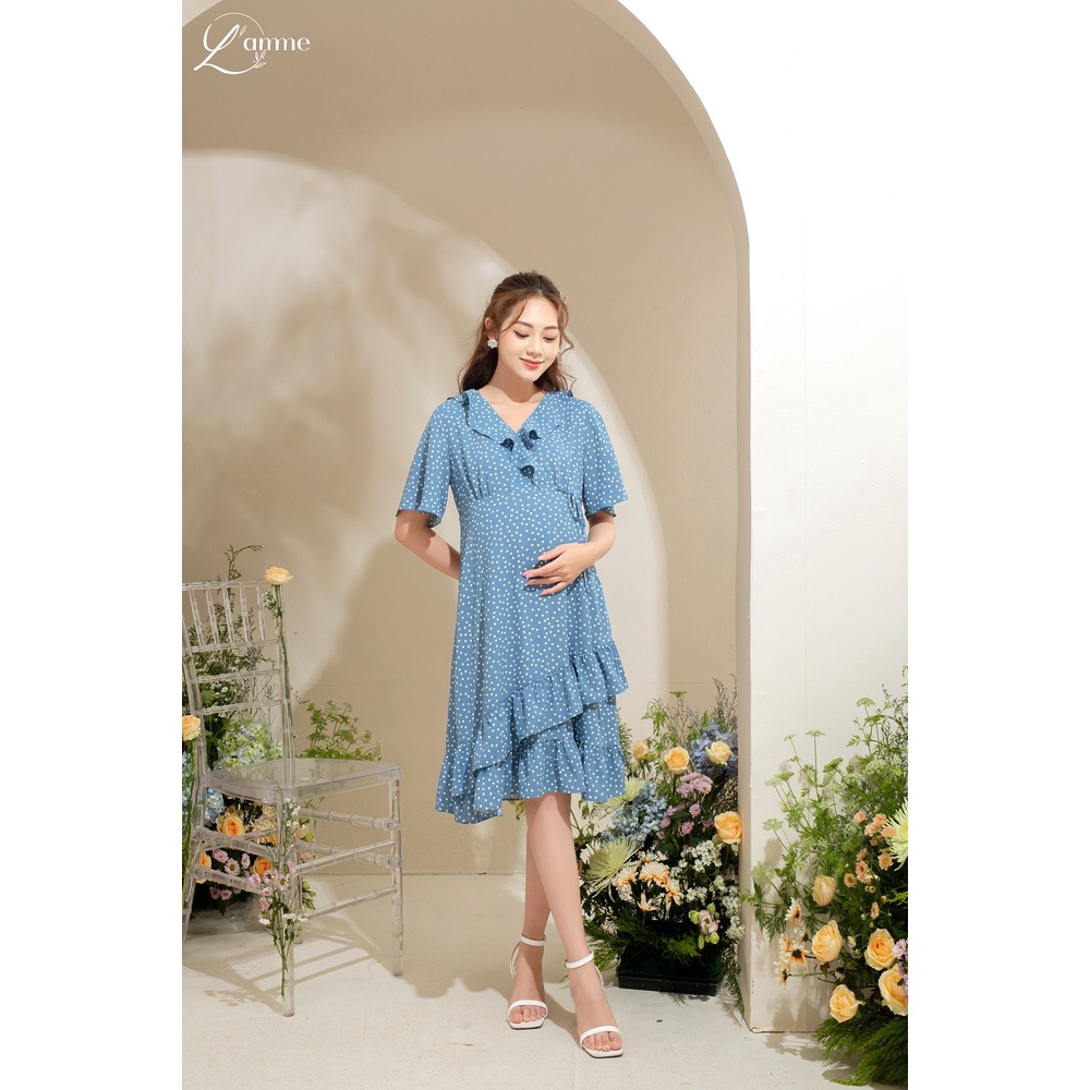 Đầm bầu Tini Dress chấm bi bèo cổ, kiểu dáng điệu đà thiết kế by LAMME