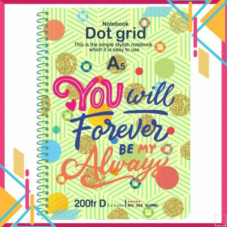 Sổ lò xo đơn KLONG A5 Dot Grid ruột chấm 70/76; MS: 968 []