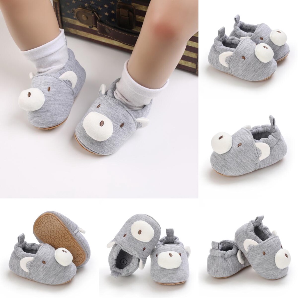 Giày Vải Cotton Đế Mềm Chống Trượt Thoải Mái In Hình Mặt Động Vật Dễ Thương Dành Cho Bé Tập Đi Số 1